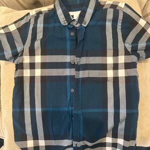 Boys 4T Authentic Burberry Blue, black, and White Checkered Shirt